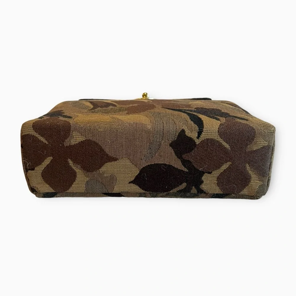 Vintage Camouflage/Floral Print Satchel Handbag Turn Lock Closure